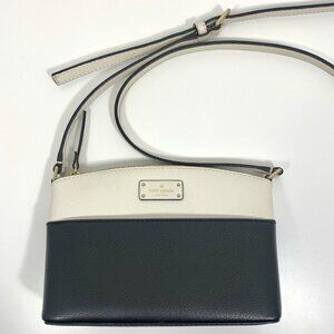 KATE SPADE Grove Street Millie Leather Colorblock Crossbody Black Ivory Gold EUC